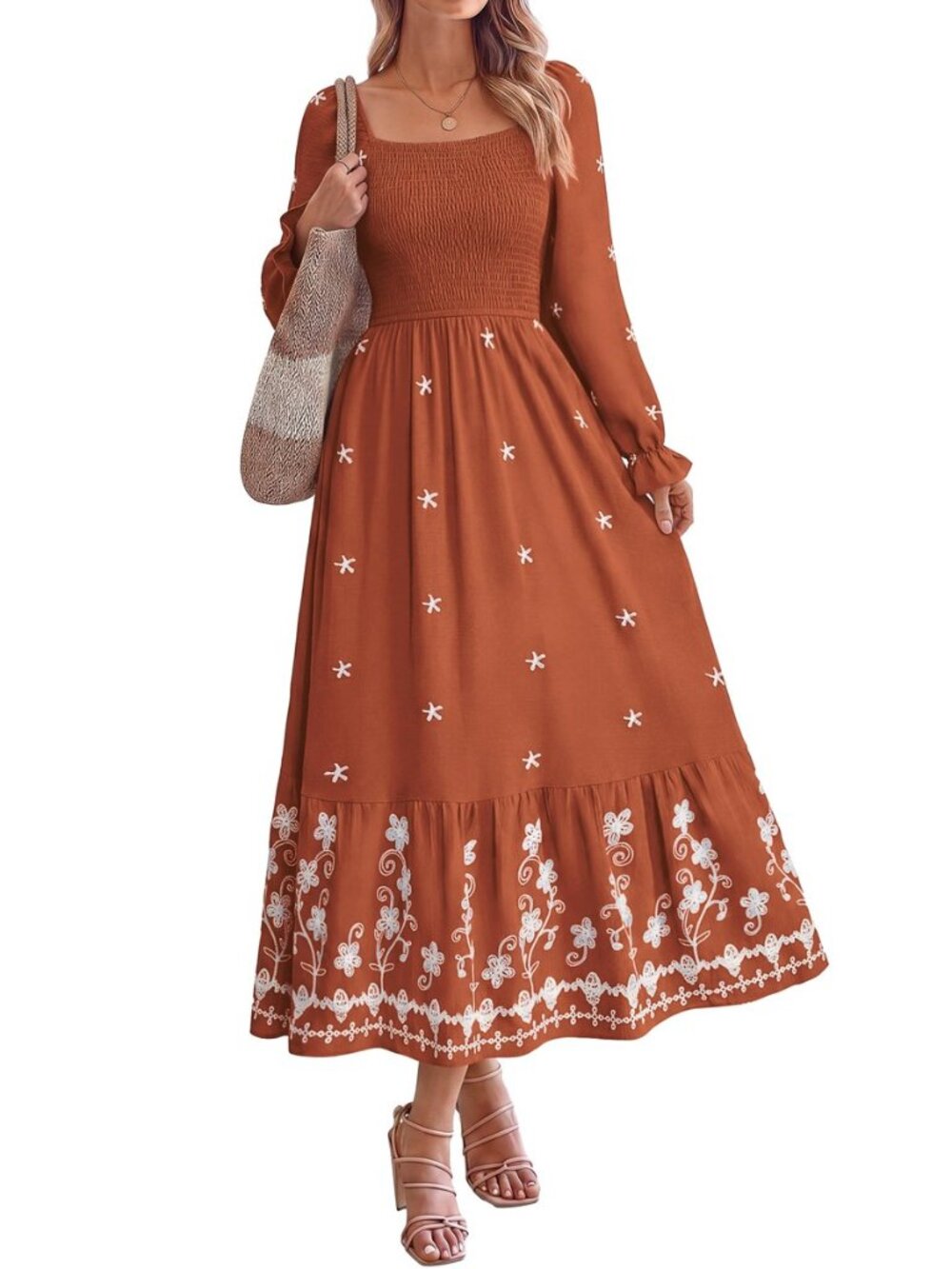 Women's Fall Casual Long Sleeve Boho Maxi Dress